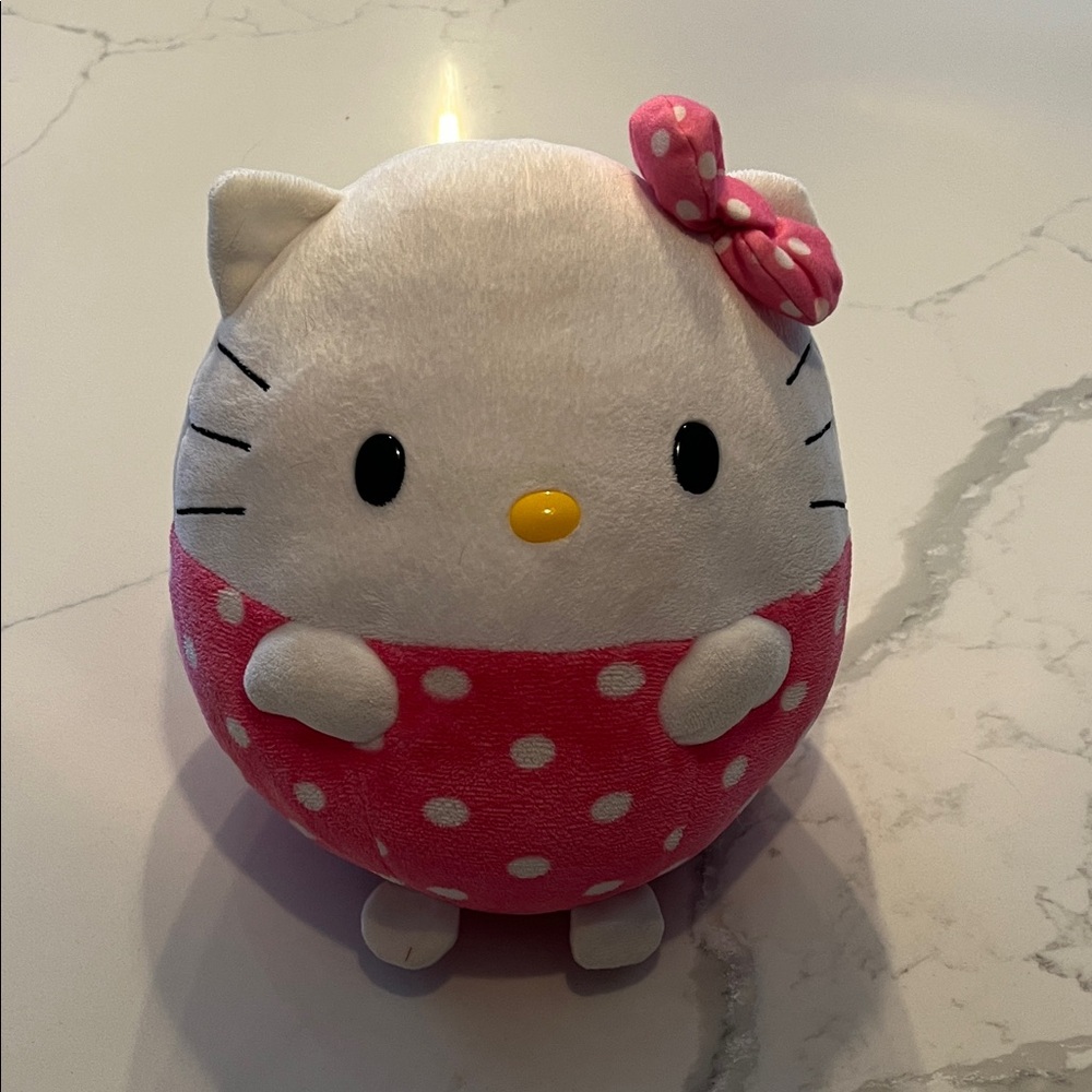 TY Hello Kitty Plush with Pink and White Polka Dots
